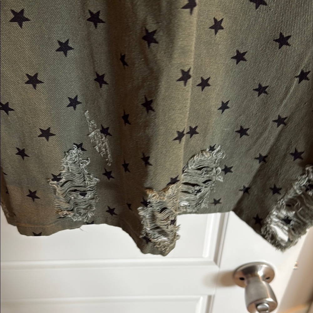 Jean-like Olive Star Patterned Jacket - Picture 7 of 7